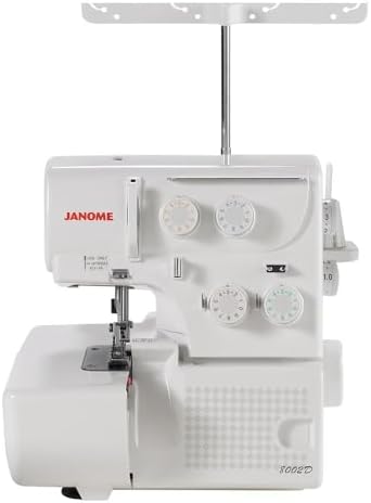 Janome 8002D Overlock Machine - 3/4 Thread Serger Sewing Machine with Differential Feed System for Extra-Smooth Seams, Janome Serger with 1300 Stitches Per Minute and Easy Threading