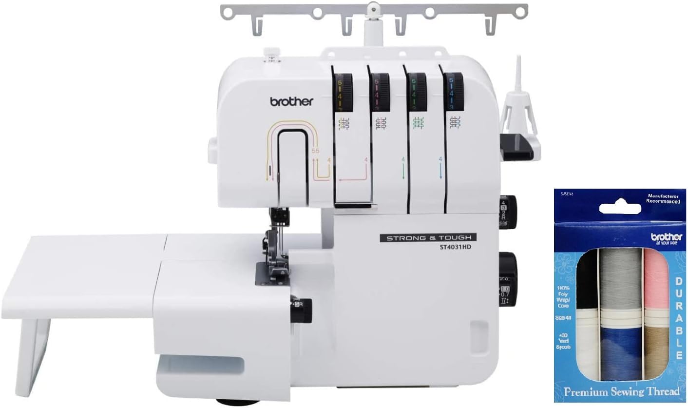 Brother ST4031HD Strong &amp; Tough Serger Machine, 1,300 Stitches Per Minute, Pr...